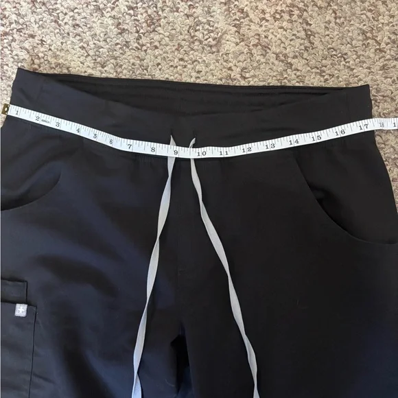 Figs Women’s Kade Black Cargo Straight-Leg Scrub Pants with Gray Drawstring - Picture 5 of 6